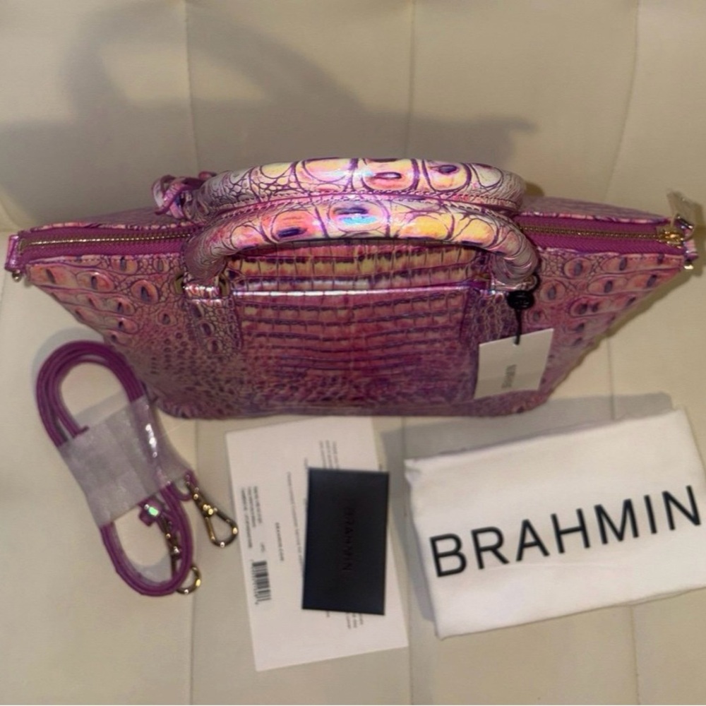 “Brahmin” Duxbury Style, Genuine Leather Satchel in Purple Iris on Melbourne - Picture 4 of 12